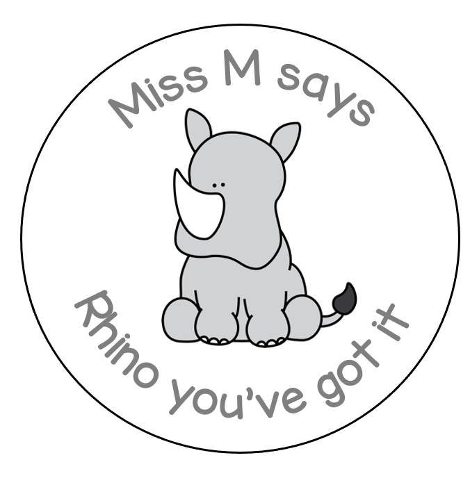 Rhino sticker sheet - STAMP IT, By Miss. M