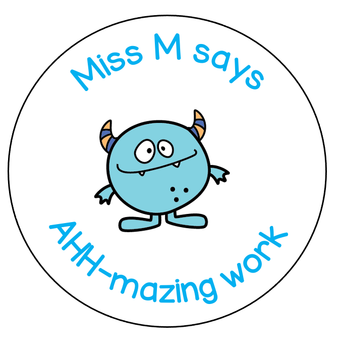 Blue AHHmazing Monster sticker sheet - STAMP IT, By Miss. M