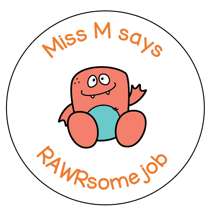 Orange Rawrsome Monster sticker sheet - STAMP IT, By Miss. M