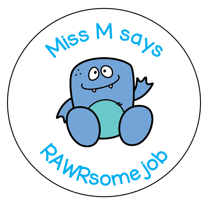 Blue Rawrsome Monster sticker sheet - STAMP IT, By Miss. M