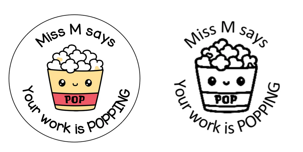 Popcorn Stamp and Sticker Set - STAMP IT, By Miss. M