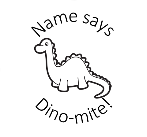 Dino-mite round dinosaur stamp - STAMP IT, By Miss. M