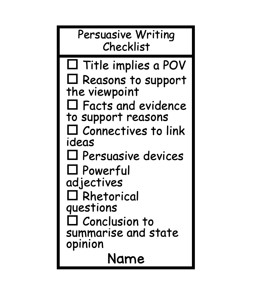 Persuasive Writing Checklist Stamp - STAMP IT, By Miss. M