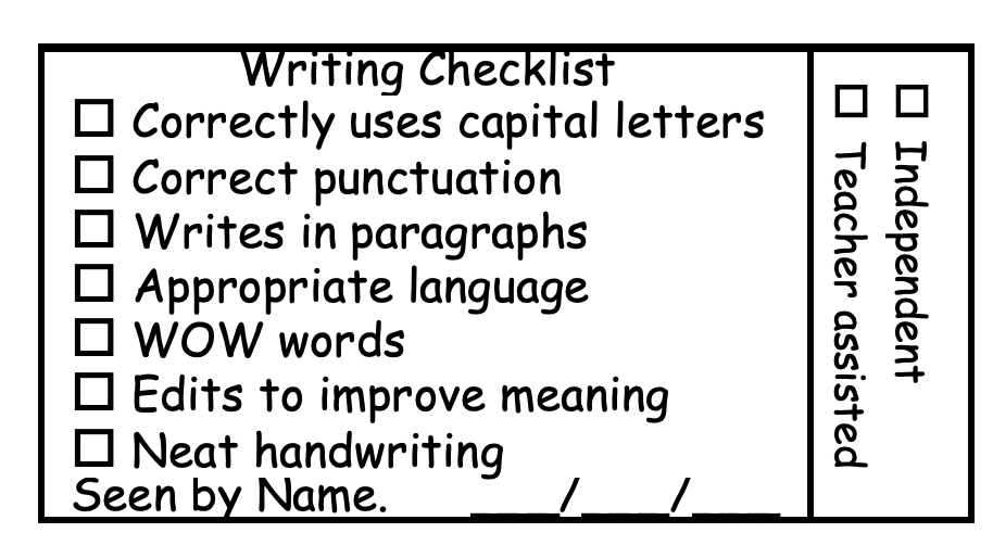 Writing Checklist - STAMP IT, By Miss. M